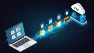 Ftp nedir ve filezilla ile dosya transferi nasıl yapılır sorusunu anlatan dijital veri aktarımı görseli