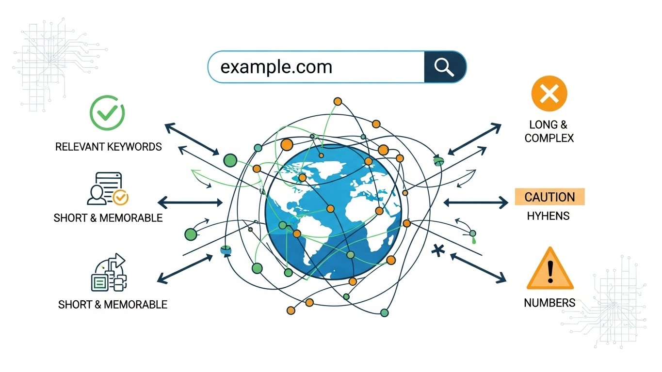 SEO uyumlu domain seçimini gösteren teknik