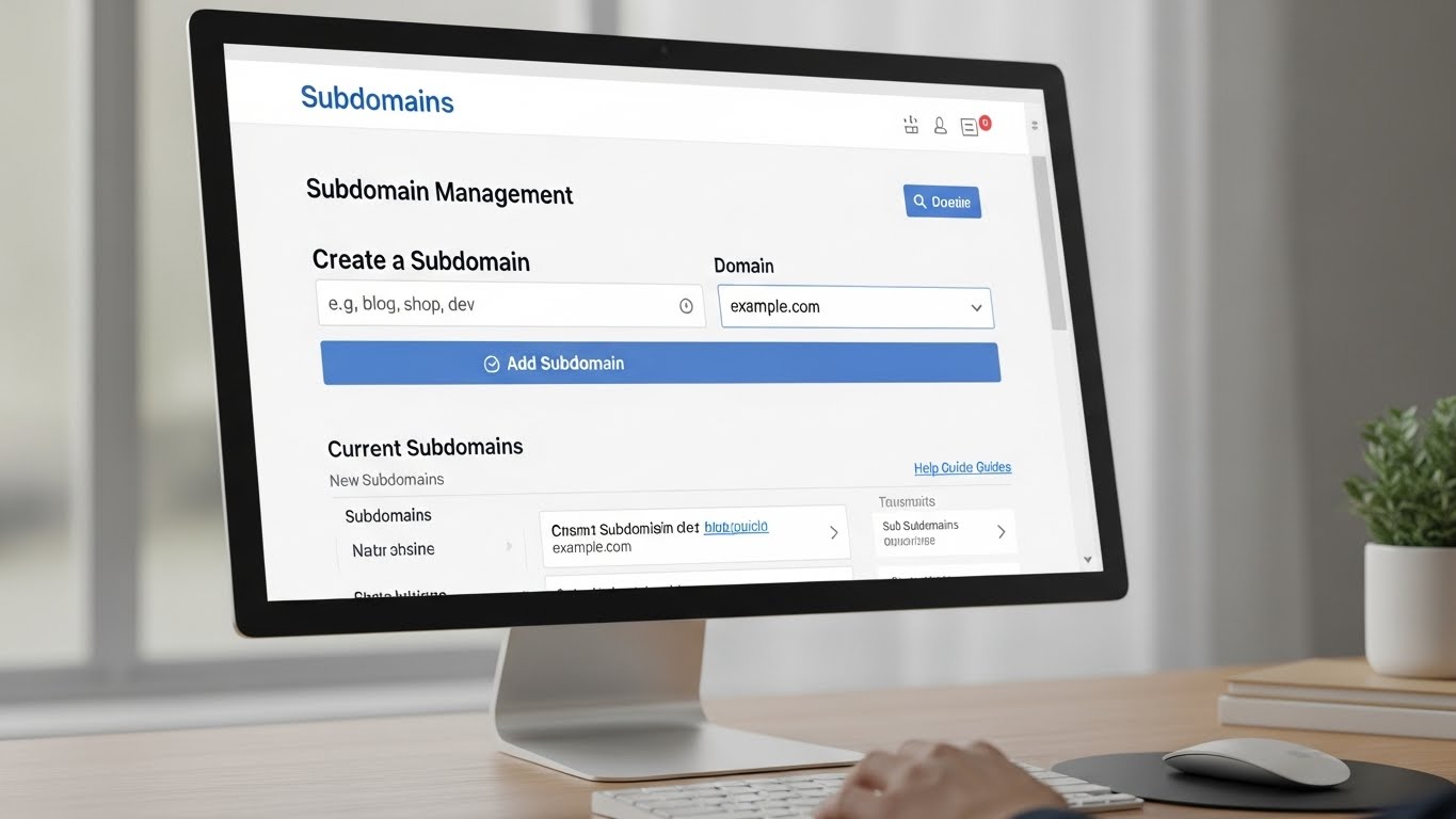 Hosting panelinden yeni bir subdomain alt alan adı oluşturma işlemini gösteren illüstrasyon