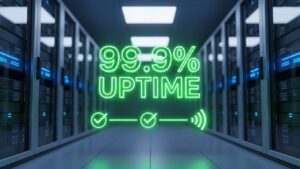 Uptime oranı nedir ve %99.9 sunucu erişilebilirliği neden önemlidir sorusunu anlatan görsel