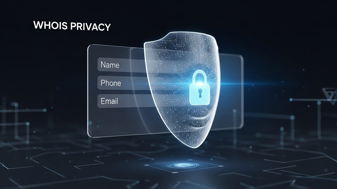 Alan adı whois gizlilik koruması ve kişisel verilerin gizlenmesi illüstrasyonu